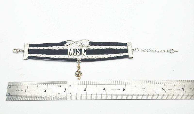 HCChanshi Music Bracelet - Infinity Love Jewelry for Women, Men, Music Fans, Lovers & Teachers (Black and White) - Image 3